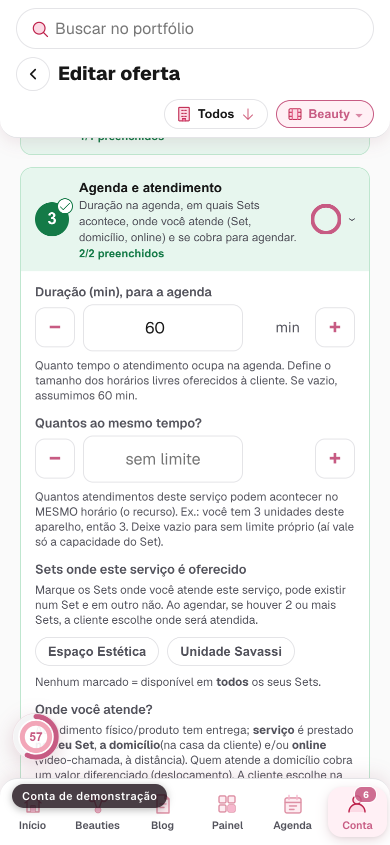 o campo de quantos atendimentos ao mesmo tempo