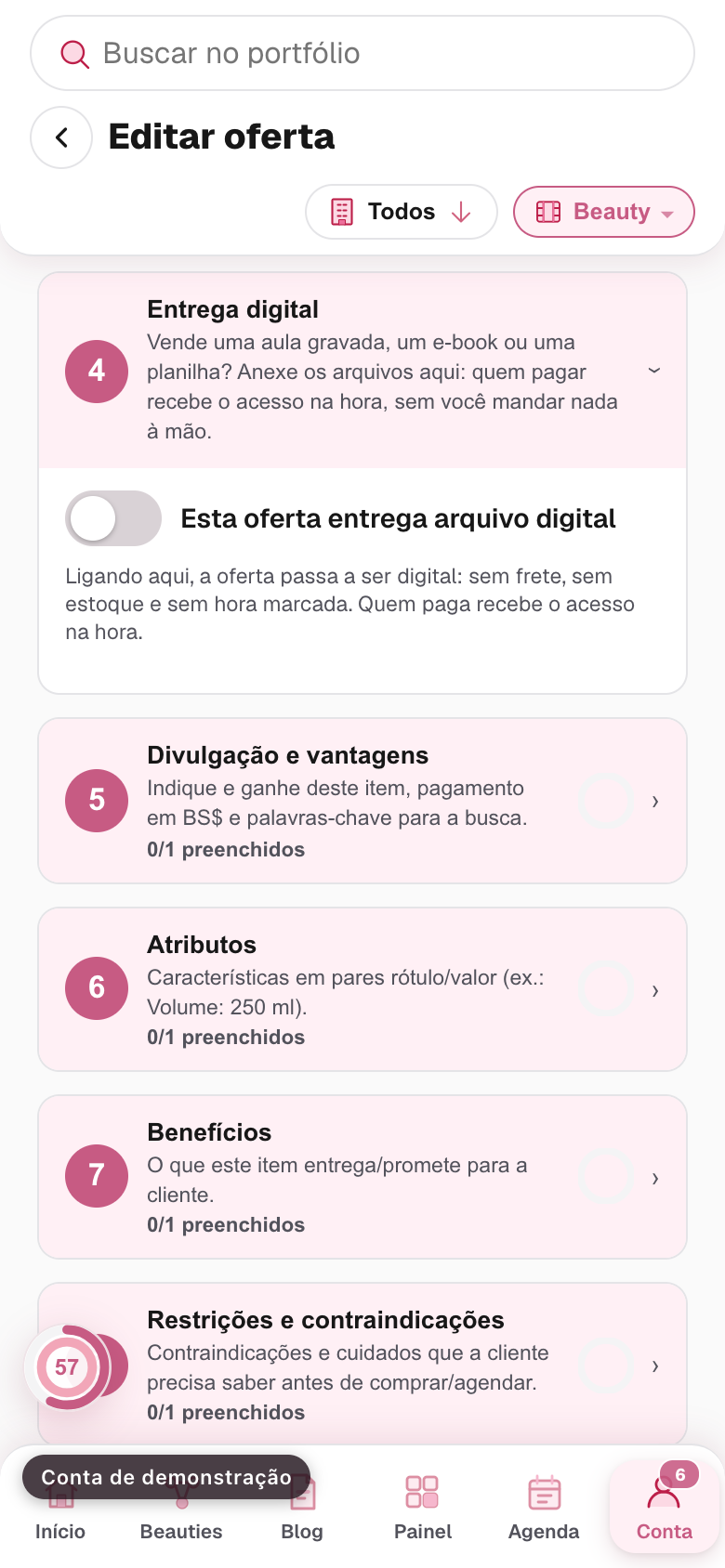 o bloco Entrega digital