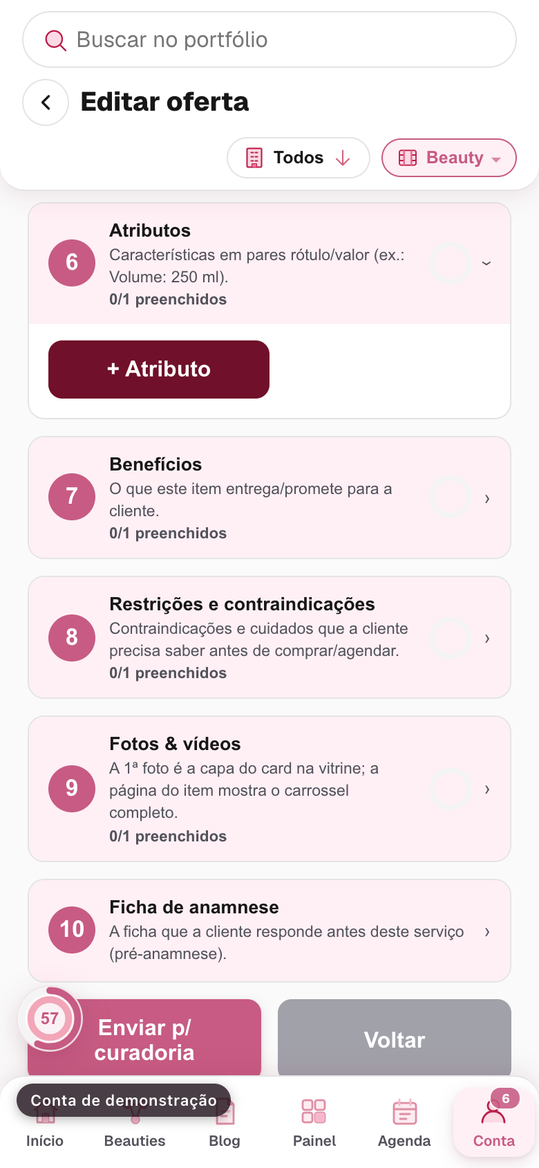 o bloco Atributos, com pares de rótulo e valor