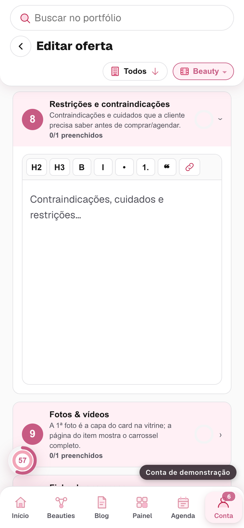 o bloco Restrições e contraindicações