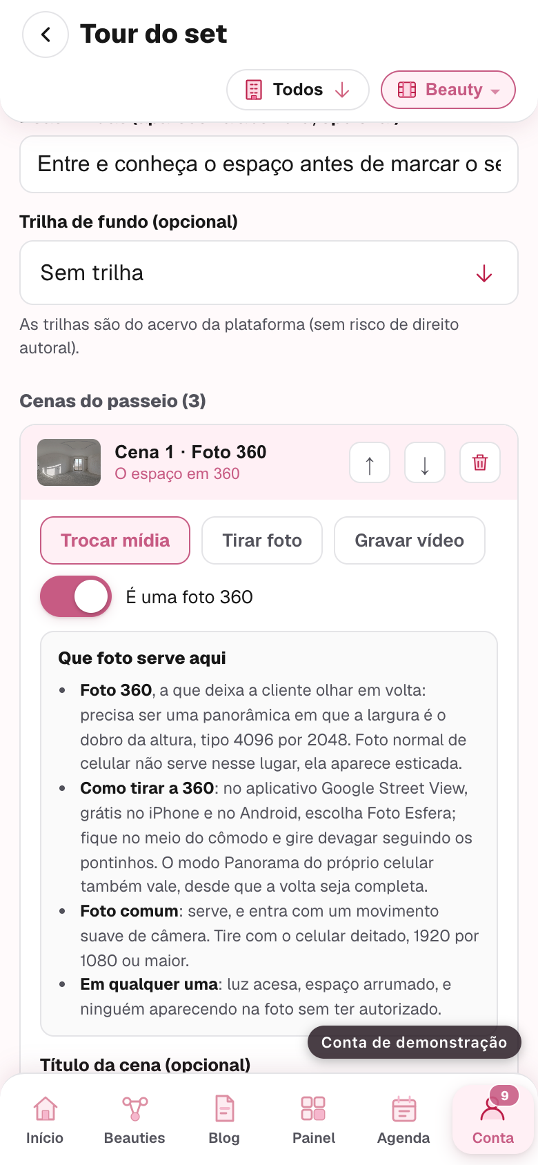 os campos de nome e boas-vindas preenchidos